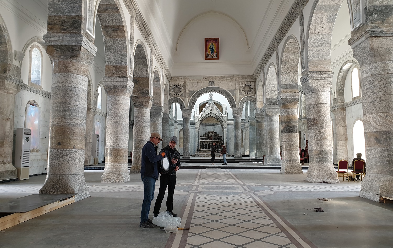 The restored al-Tahira Church in Qaraqosh is prepared on February 25, 2021for the pope’s upcoming visit. Photo: Khazan Jangiz / Rudaw